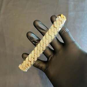 Brand New Gold 20mm 3 Row Cuban Bracelet 8 Inch VVS1 Moissanite